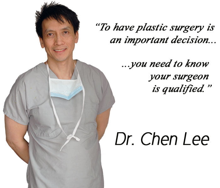 Your Cosmetic Specialist - dr chen lee dressed in scrubs