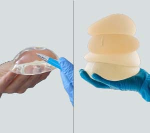 menu option: Comparison showing Smooth vs. Textured breast implant